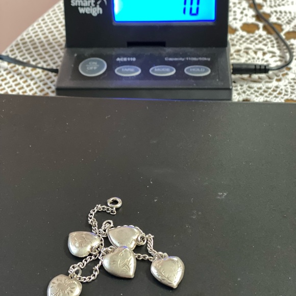 Vintage Sterling 5 Puffy Hearts Bracelet - Picture 11 of 11